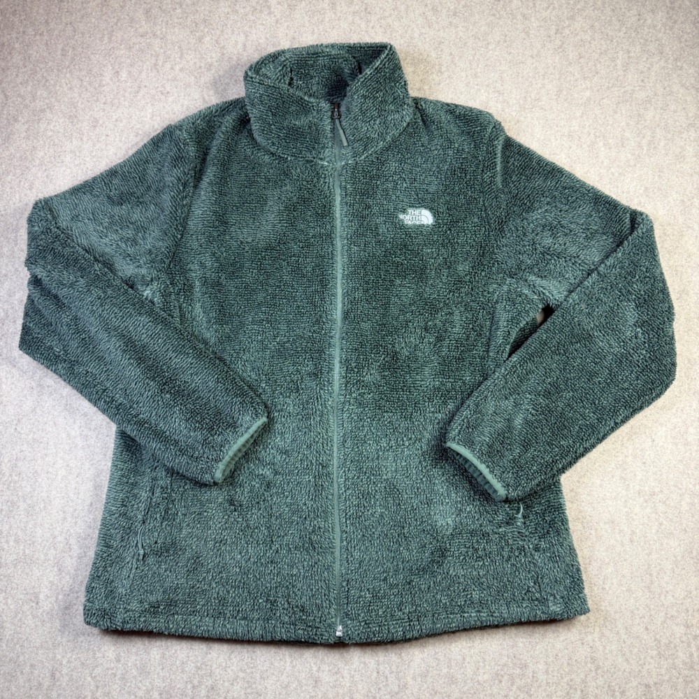 The North Face Osito Fleece Jacket Womens XL Green Full Zip High Pile Plush